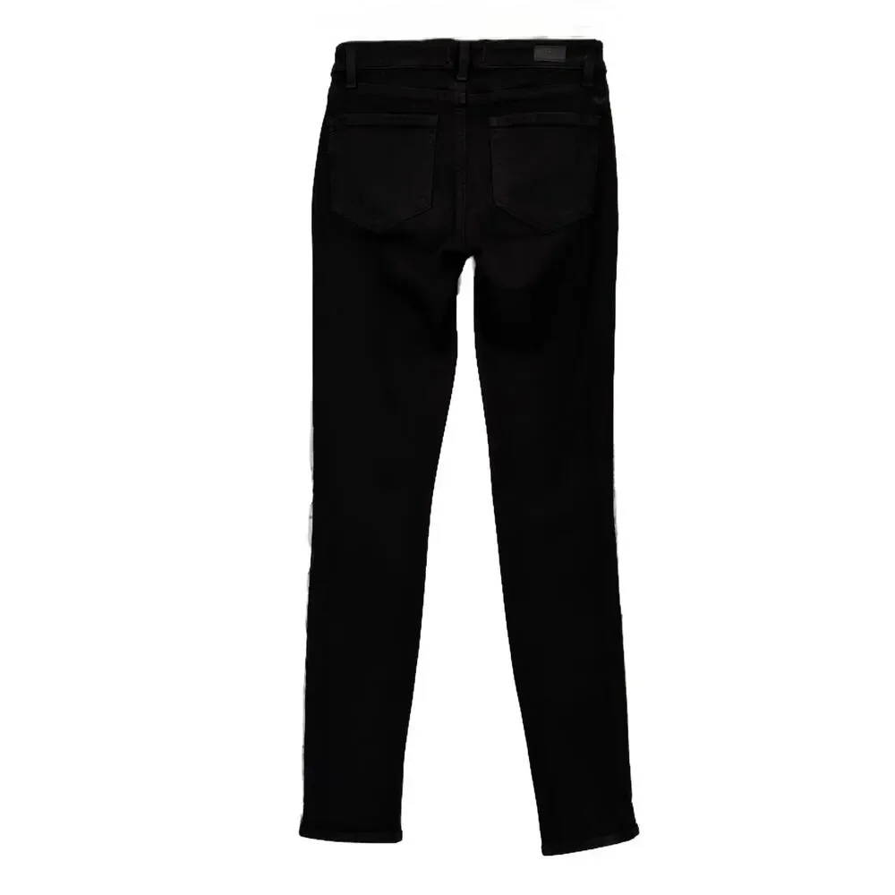 Paige Verdugo Ultra Skinny Tuxedo Side Beading Jeans size 27 Black/Pewter